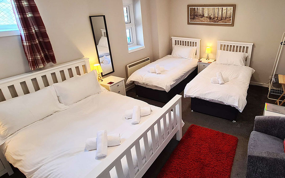Family Room accommodation at Rooms on the High Street with private bathrooms